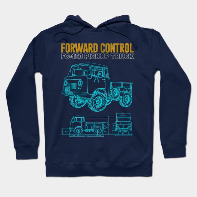 Jeep Forward Control FC-150 Blueprint T-Shirt Hoodie by Guyvit